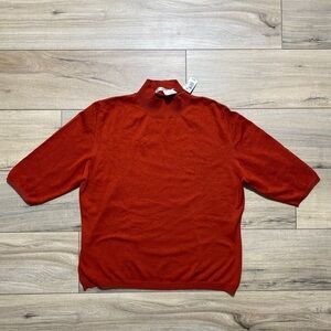 Max Studio Womens Silk Blend Short Sleeve High Neck Top‎ Size XL Brick Red
